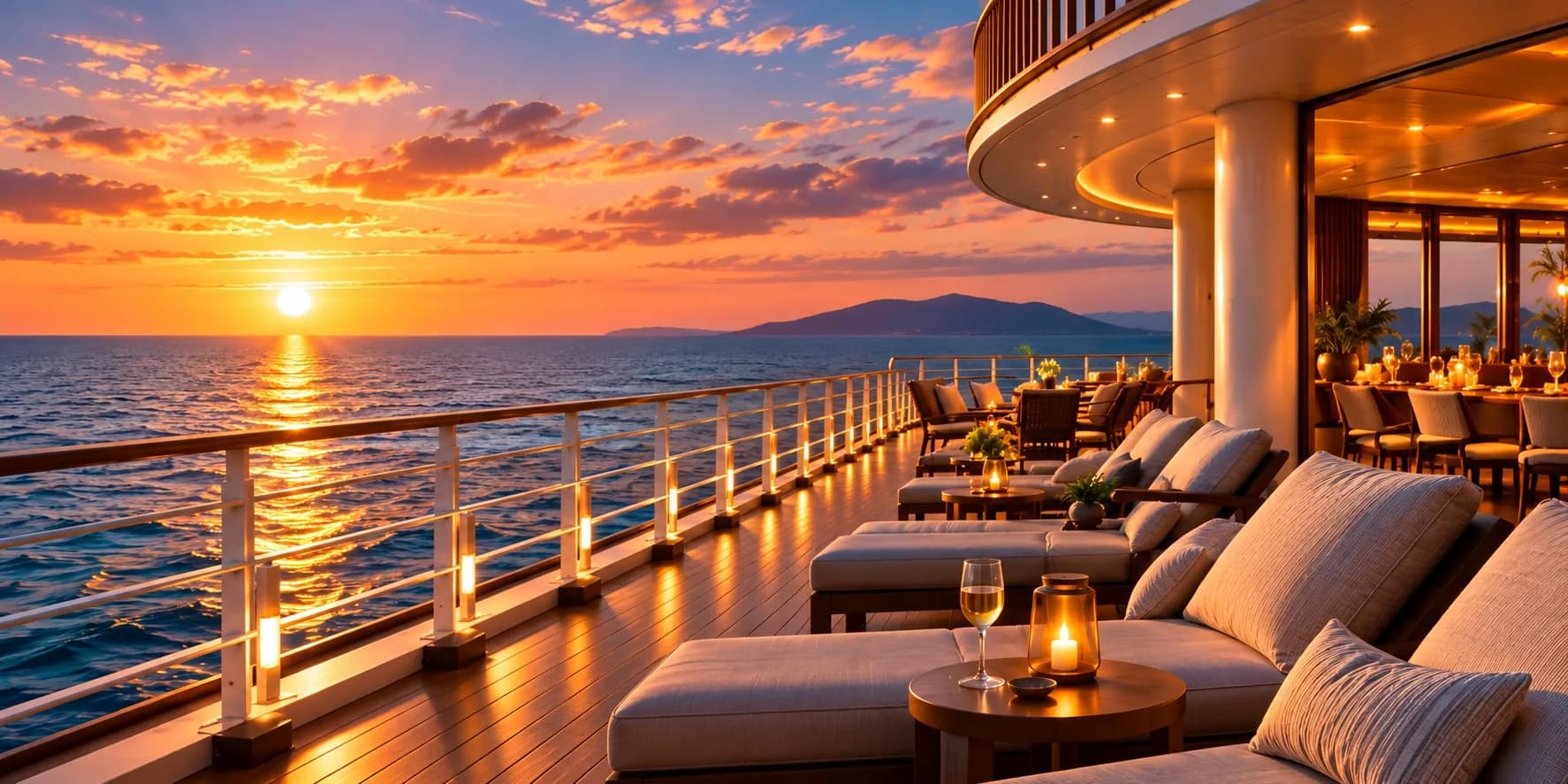 Yacht deck at sunset