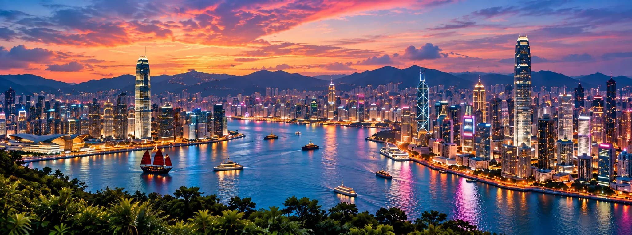 Hong Kong skyline at twilight
